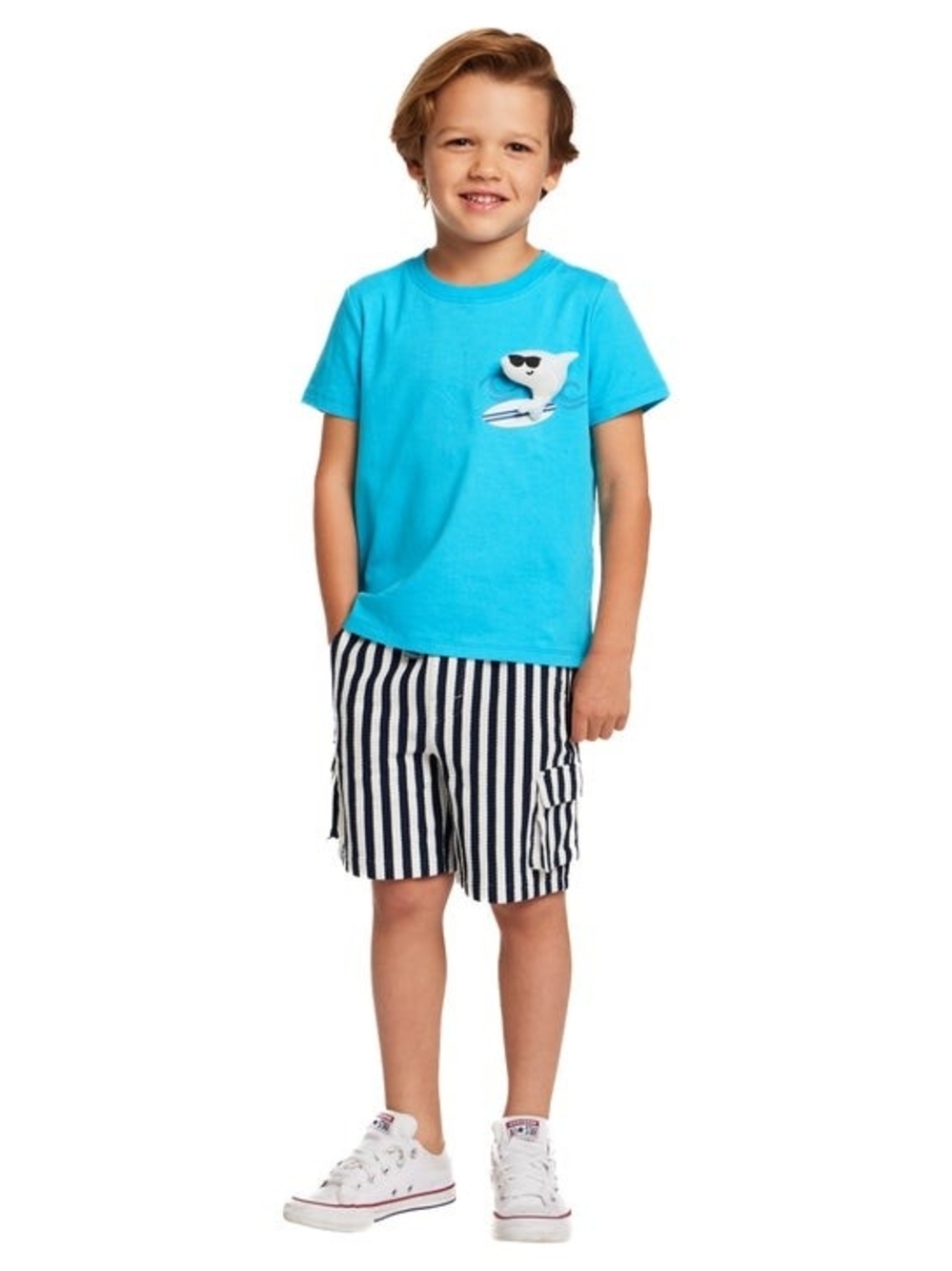 New!!! Andy & Evan Kids Boys Girls 2-piece 3D Cargo Short Set Cotton Blue Size 5